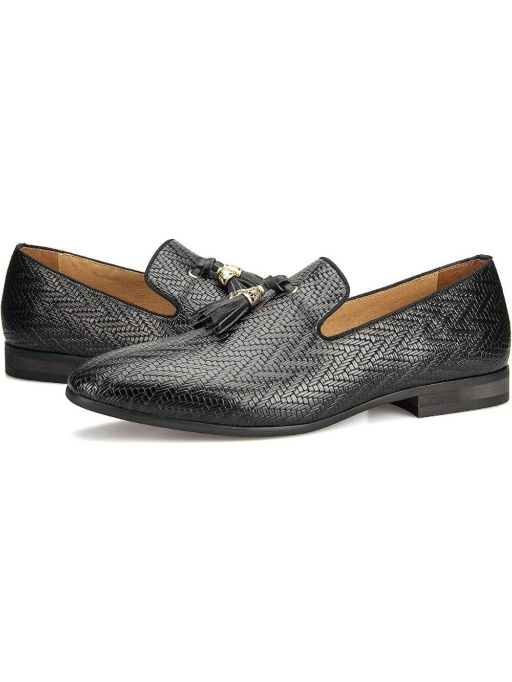 Meijiana Men's Black05 Velvet Loafers Tassel Buckle Slip On Tuxedo Wedding Shoes